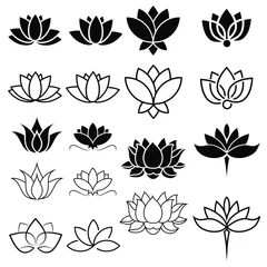 Foto op Canvas Lotus icon vector set. Harmony illustration sign collection. Buddha flower symbol. © Denys