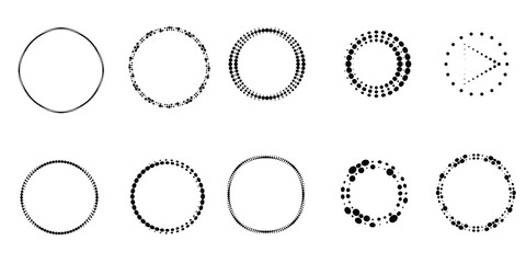 Halftone dots in circle form. round logo . vector dotted frame . design element