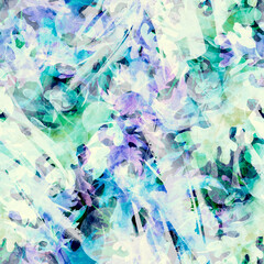 Watercolor background. Colorful confetti, autumn leaves, bubbles. Beautiful abstract background. round abstract spot. For fabric, cover, packaging, material, wallpaper, scarf. Watercolor splash