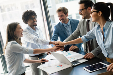 Successful entrepreneurs and business people achieving goals