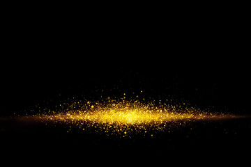 Golden glitter spatter are bokeh lighting texture blurred abstract background for anniversary...