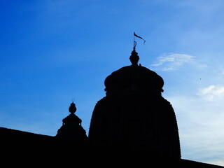 Lingaraj Temple, Bhubaneswar- A view of the temple dome with dark shade with amazing blue sky background