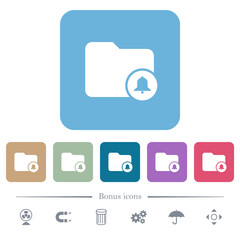 Directory alerts flat icons on color rounded square backgrounds