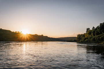 sunset on the Western Dvina river,