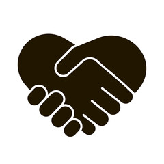 Fototapeta premium Business handshake icon, contractual agreement, line art. Hands shake, heart and help symbol. Sign contract, partnership, peace. Vector
