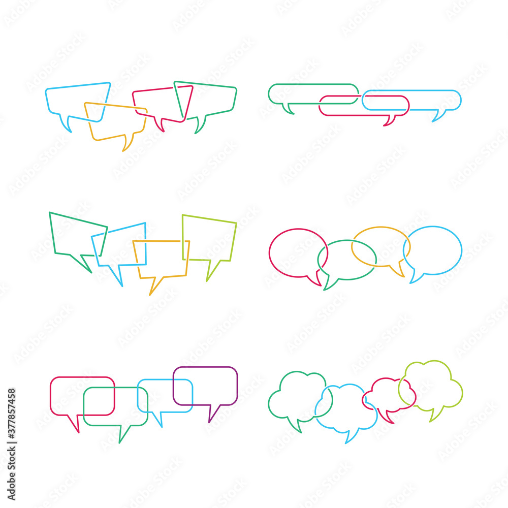 Poster speech bubbles overlapping symbolize the activities of social interaction to discuss current issues.