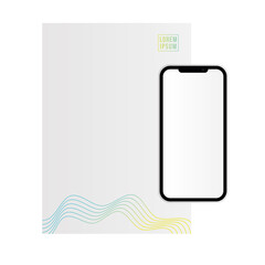 Isolated mockup notebook and smartphone vector design