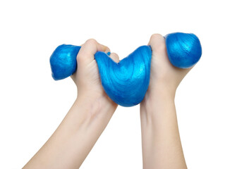 kid playing  slime with hand