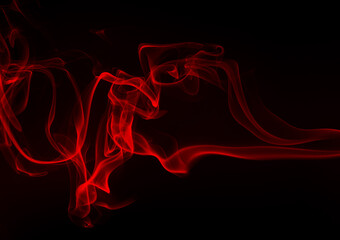 Red smoke abstract on black background, fire design, darkness concept