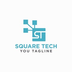 Obraz premium Square Tech Logo Vector Symbol