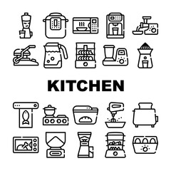 Kitchen Electronics Collection Icons Set Vector Illustrations