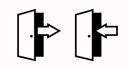 Vector Isolated Door and Arrow Icons, Entry and Exit