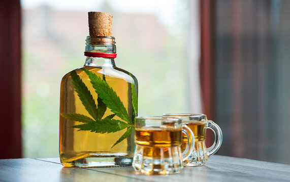 Drink Like Whiskey Brandy Or Schnapps Infused With Marijuana Leaves