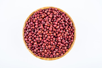 Red beans in a bowl on white background
