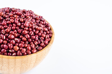 Red beans in a bowl on white background