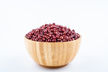 Red beans in a bowl on white background