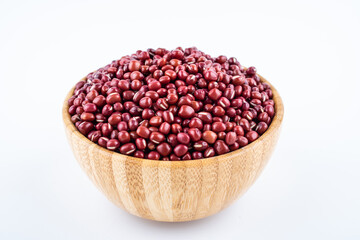 Red beans in a bowl on white background