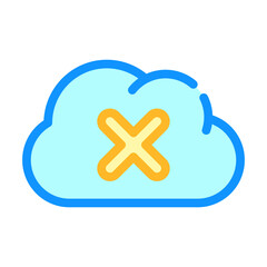 failed access cloud storage color icon vector illustration