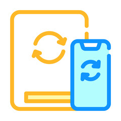 cloud synchronization with phone color icon vector illustration