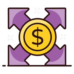 
Arrows with dollar, financial decision vector style 
