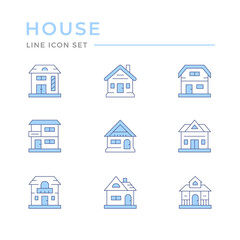 Set color line icons of houses