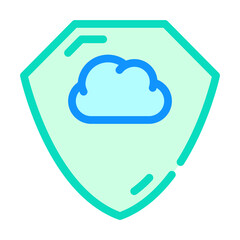 cloud storage protection shield color icon vector illustration