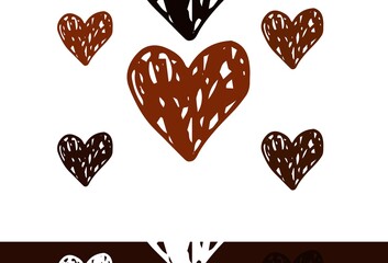 Light Red vector background with Shining hearts.