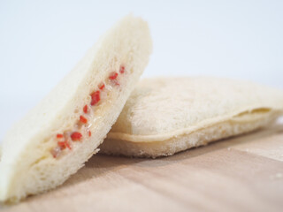 Close up tuna mayonnaise and crab sticks mayonnaise on white background