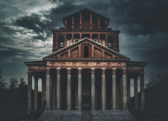 Obraz premium Ancient cathedral on the Piedmont hills