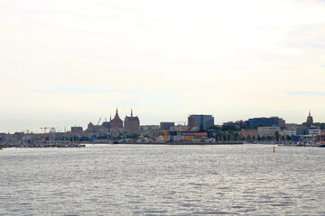 August 21 2020 - Rostock-Warnemünde, Mecklenburg-Vorpommern/Germany: view of the area of the city harbor of Rostock, germany