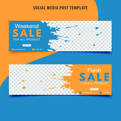 Template social media post, design for ads, template for fashion sale, web banner and social media post design, vector illustration