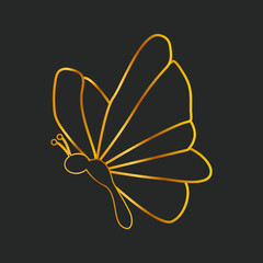 Butterfly silhouettes on a dark background with Golden lines 