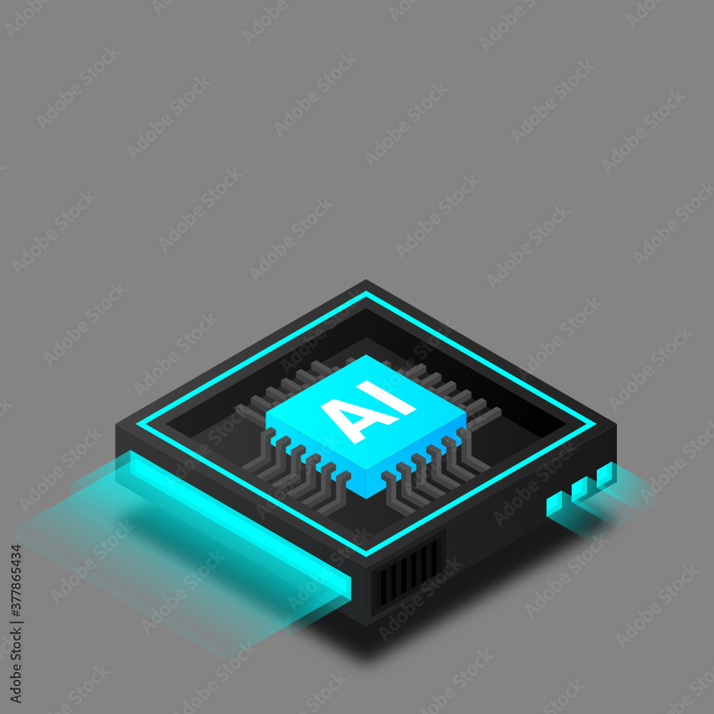 Poster artificial intelligence, ai web banner, isometric cloud computing concept, data mining, isometric, n