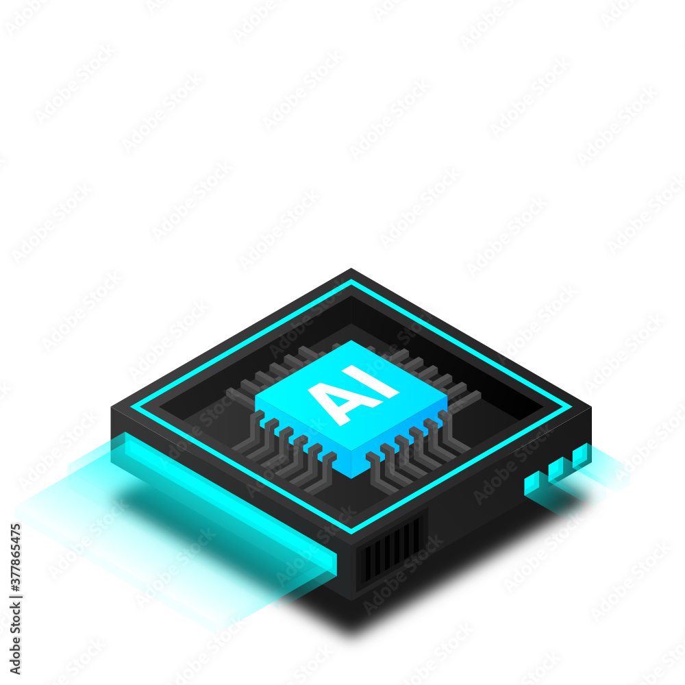 Poster artificial intelligence, ai web banner, isometric cloud computing concept, data mining, isometric, n