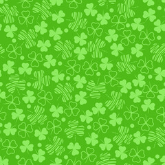 Seamless pattern with clover leaves. Modern background with repeating elements for packaging, printing, fabric. Vector illustration