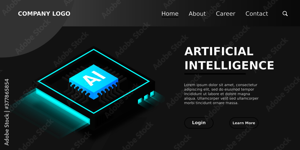 Poster artificial intelligence, ai web banner, isometric cloud computing concept, data mining, isometric, n