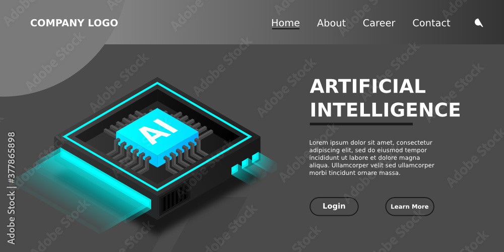 Poster artificial intelligence, ai web banner, isometric cloud computing concept, data mining, isometric, n