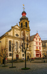 Naklejka premium Catholic church of Assumption of Mary on Old Market square of Hachenburg, Rheinland-Pfalz, Germany