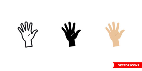 Palm handbreadth icon of 3 types color, black and white, outline. Isolated vector sign symbol.