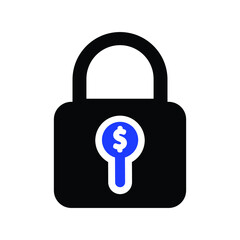 Padlock and dollar symbol. Finance, security, safety, protection, privacy concept