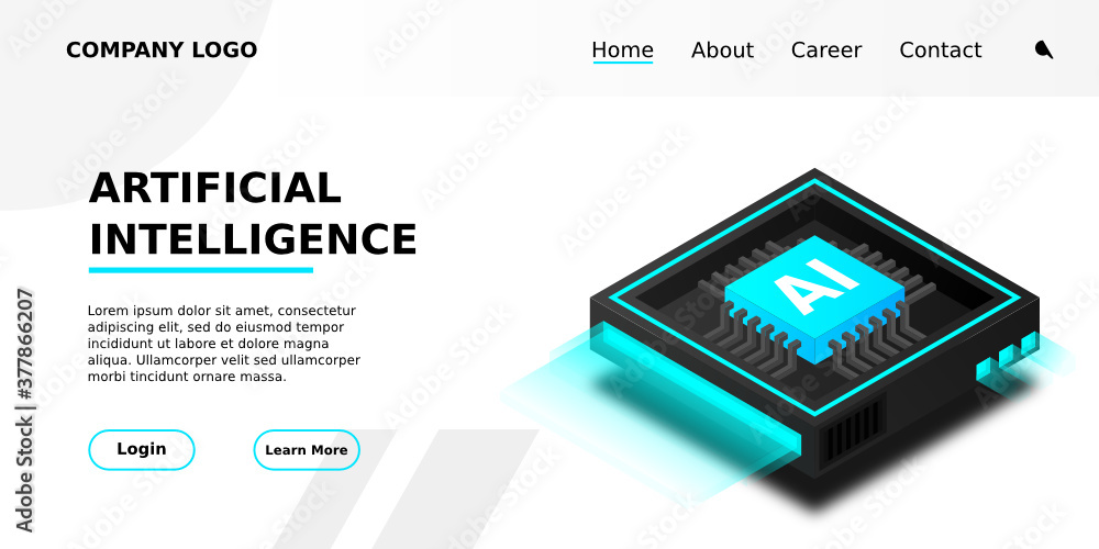 Poster artificial intelligence, ai web banner, isometric cloud computing concept, data mining, isometric, n