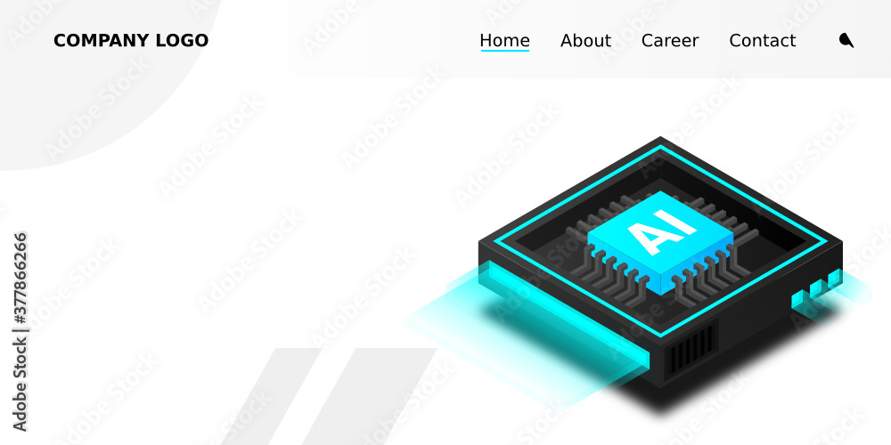Poster artificial intelligence, ai web banner, isometric cloud computing concept, data mining, isometric, n