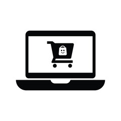  Online Shopping Cart Laptop Icon Vector