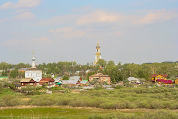 Suzdal, Vladimir Oblast/Russia- May 12th, 2012: A view on Suzdal city from the viewing point
