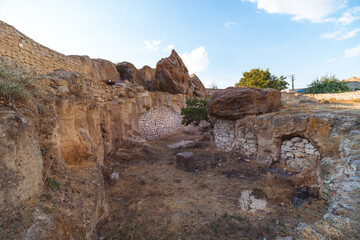 Ancient underground city on the territory of Cappadocia. The concept of tourism and excursions in...