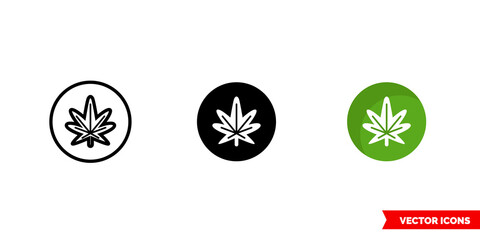 Reggae music genre icon of 3 types color, black and white, outline. Isolated vector sign symbol.
