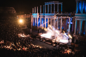 Roman Theatre of M&eacute;rida at night during the classical theatre festival and concerts 