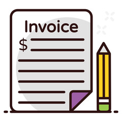
Financial invoice with pencil, trendy vector style of receipt paper 
