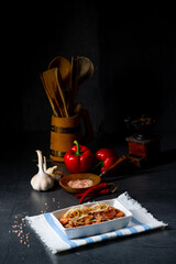 Freshly seasoned Greek gyros meat