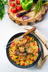 fried rice with vegetables and meat